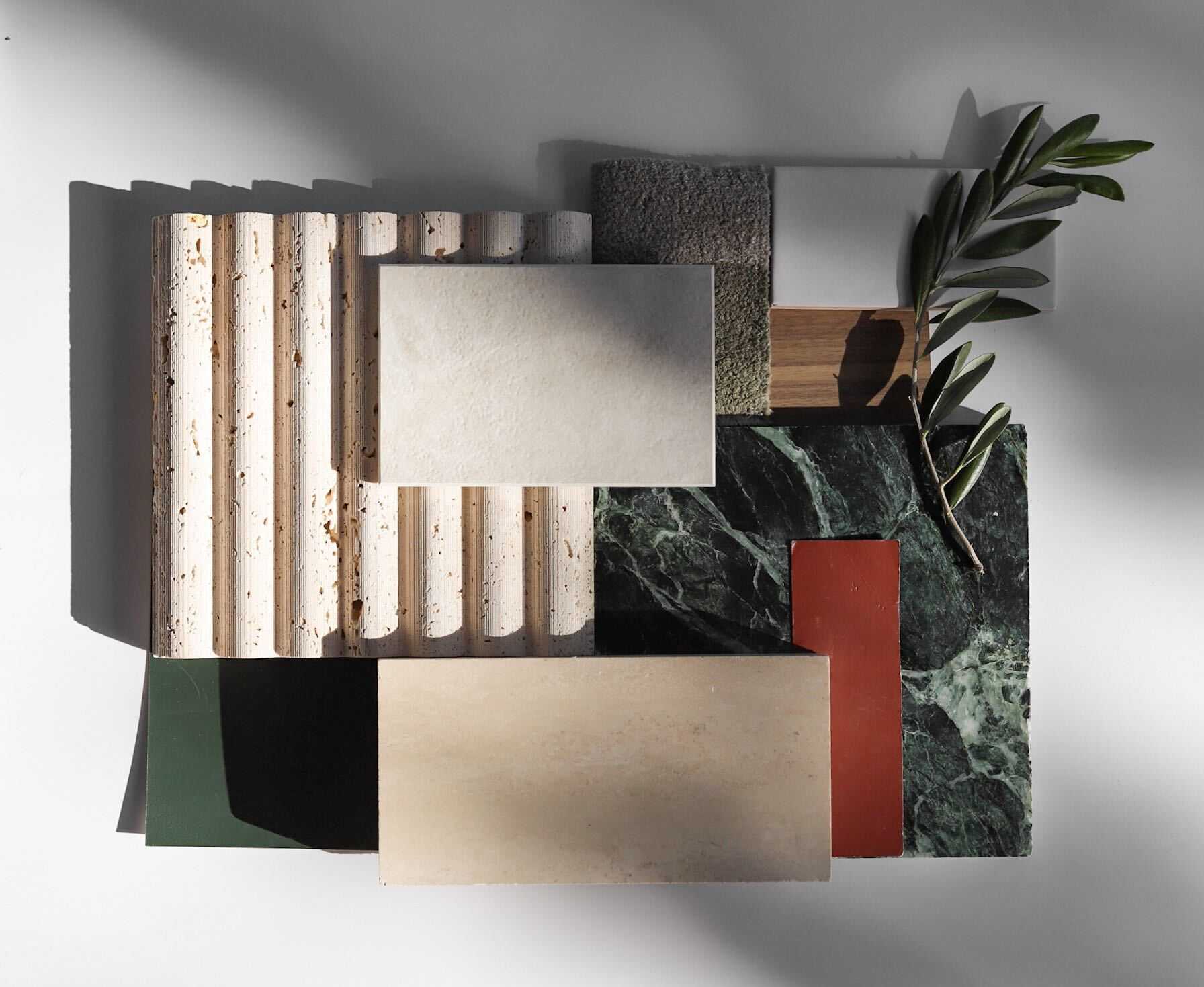 flat lay of building materials and finishes