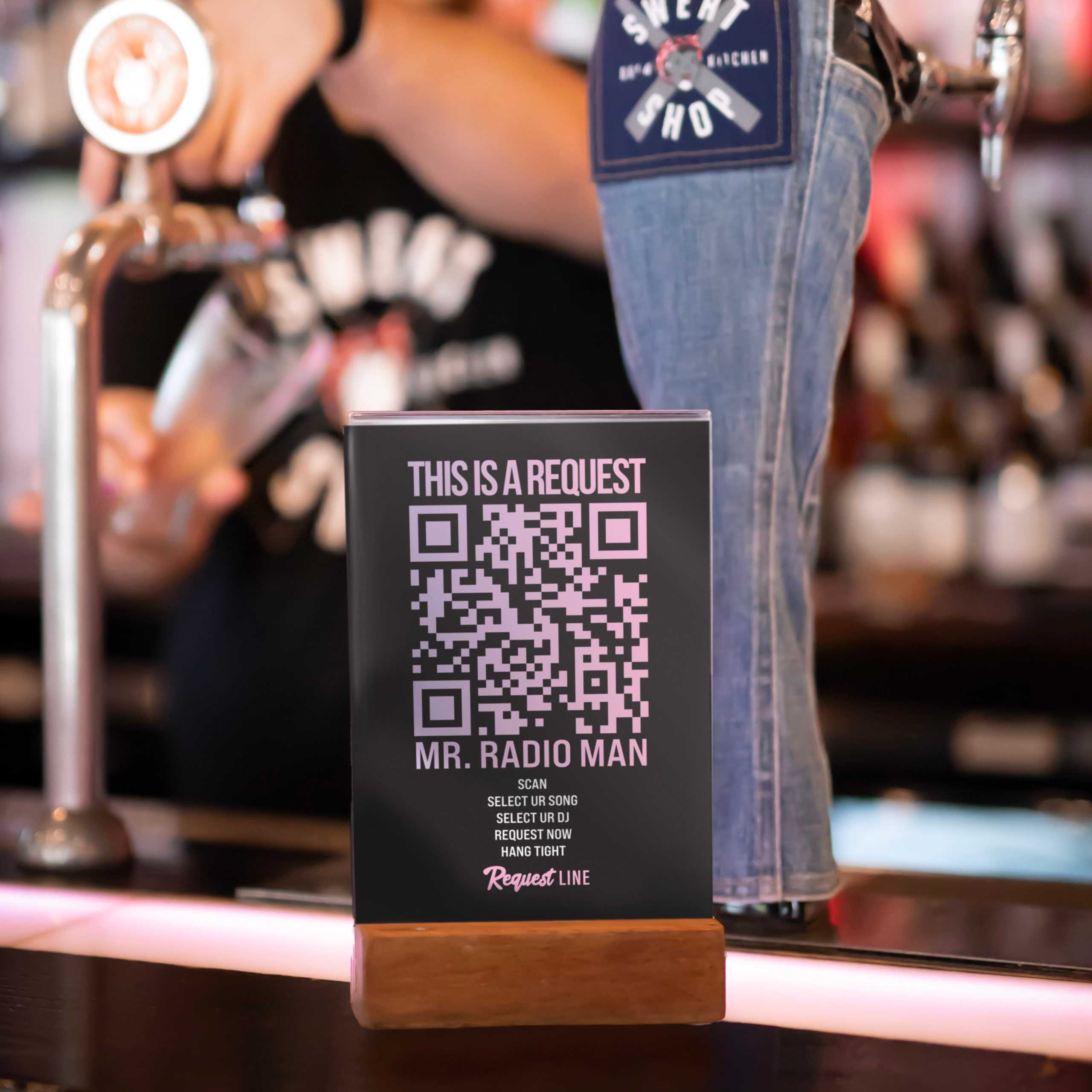 request line QR code poster at the bar